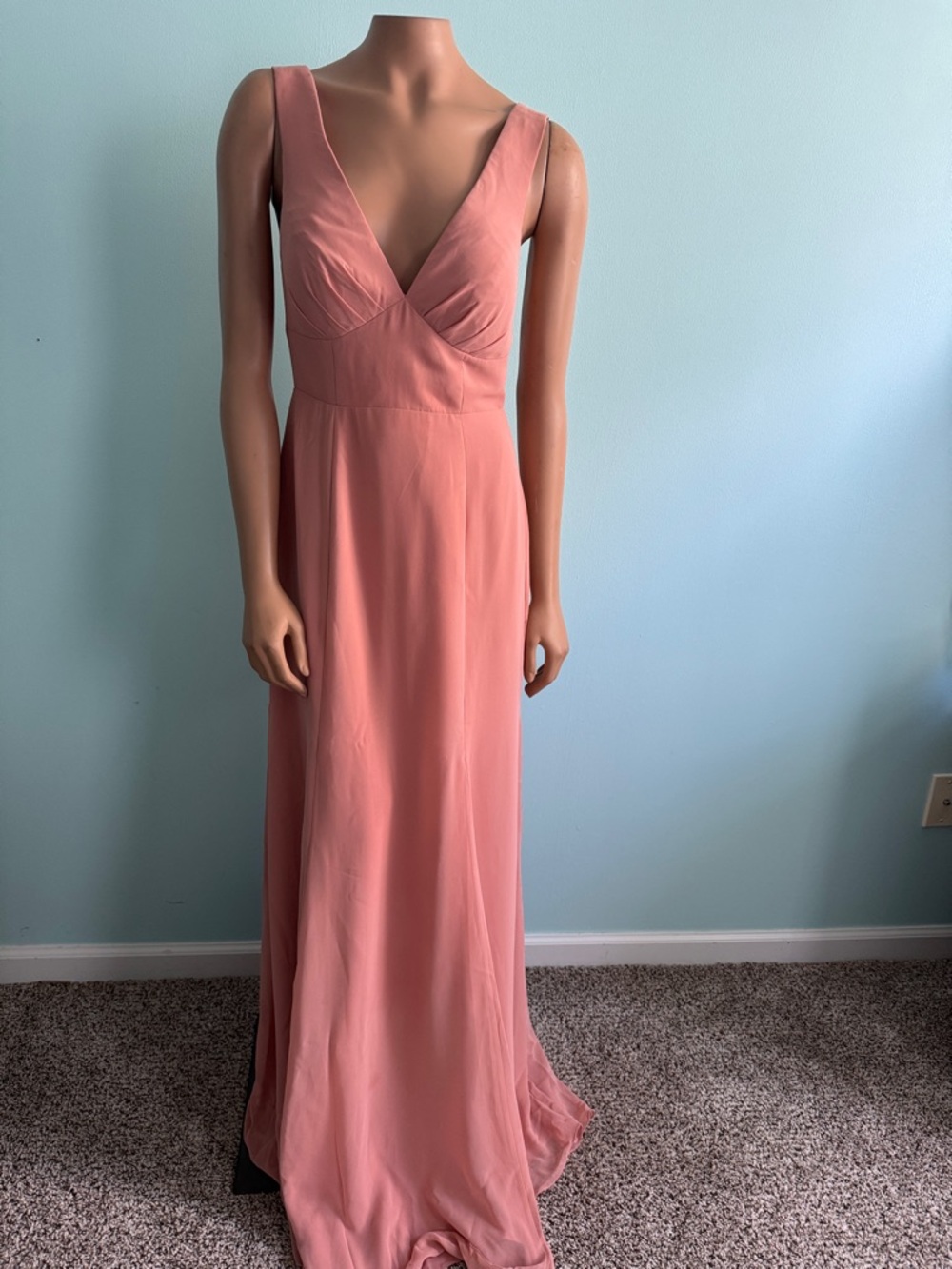 NWT! Azazi Christiana Elegant V-Neck Champane Rose dress size A8